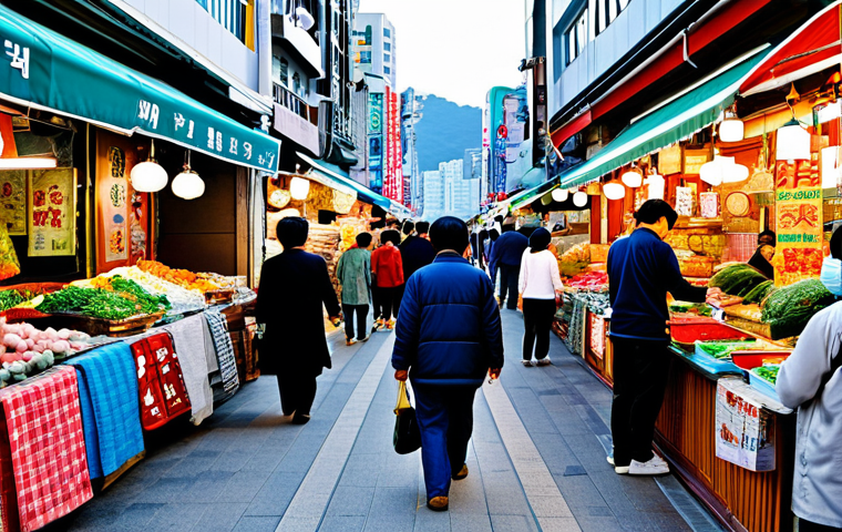 **

"A vibrant street scene in Busan, South Korea, showcasing the bustling international market. People of diverse backgrounds interact, surrounded by colorful stalls selling goods from around the world. Focus on the cultural exchange and energy of the port city. Safe for work, appropriate content, fully clothed, professional photography, perfect anatomy, natural proportions, modest attire, family-friendly."

**