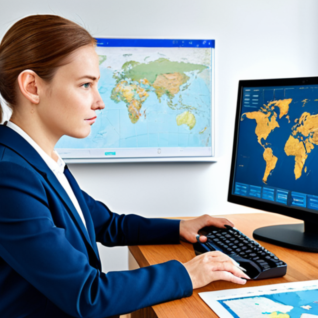 **

"A professional female GIS analyst in a modern office environment, fully clothed in modest business attire, working on a computer displaying a map interface, safe for work, appropriate content, perfect anatomy, correct proportions, professional, well-formed hands, proper finger count, natural body proportions, family-friendly, high quality."

**