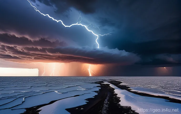 환경 지리학 - **Arctic Lightning Surge: A Climate Change Warning**
    A dramatic, realistic depiction of an unusu...