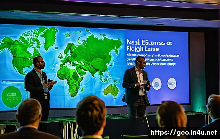 지리학 포럼 - **Prompt 1: "Geographical Insight into Future Real Estate"**
    A group of diverse professionals, i...