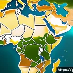 지리학적 연구 결과 - A detailed scientific illustration of ancient human migration routes across Africa 77,000 years ago,...