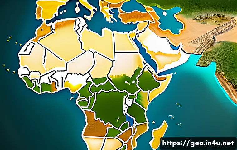 지리학적 연구 결과 - A detailed scientific illustration of ancient human migration routes across Africa 77,000 years ago,...