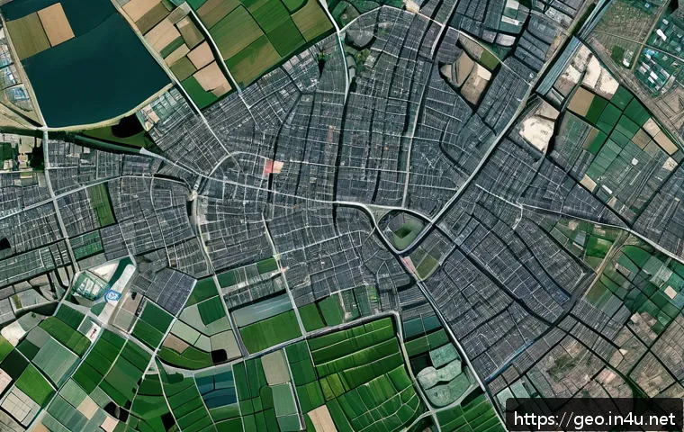 지리학 박사 과정 - A high-resolution satellite image showing a sprawling urban slum area with dense, irregular housing ...